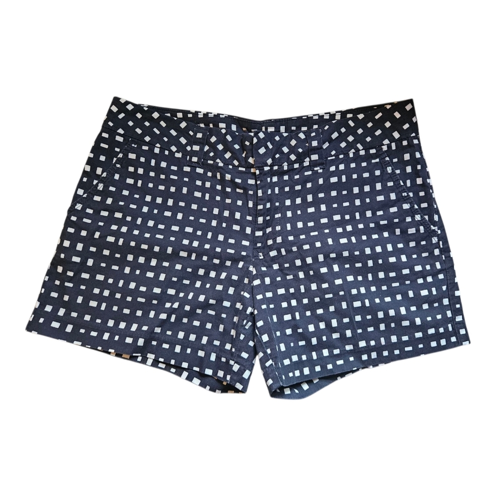 Tommy Hilfiger Navy Blue & White Chino Shorts Geometric Pattern Women's Size 8